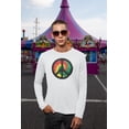 thumbnail image 2 of Old Glory Mens Rasta Tie Dye Peace Sign Distressed Halftone Long Sleeve Graphic T Shirt, 2 of 6