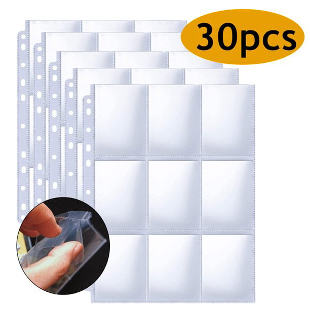 4 Pocket Page Protector, Trading Card Sleeves Pages Card Binder  Double-sided Baseball Card Sheets for Standard Size Cards, Coupon, Sport  Cards, Game Cards, Business Cards 30Pcs 