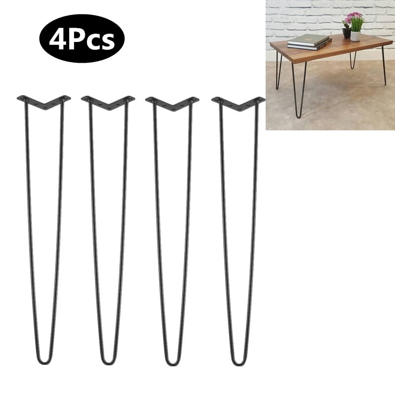 4 Pcs 2Rod Hairpin Iron Coffee Table Legs Heavy Duty Desk Furniture Legs 28 inch 