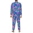 thumbnail image 5 of Kll Colorful Mushrooms Sleepwear Mens Flannel Pajamas,Long Cotton Pj Set, 5 of 9