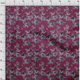 thumbnail image 3 of oneOone Viscose Chiffon Burgundy Fabric Flower & Leaves Watercolor Craft Projects Decor Fabric Printed By The Yard 42 Inch Wide, 3 of 4