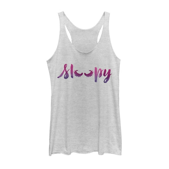 Women's CHIN UP Sleepy Face  Racerback Tank Top White Heather Large