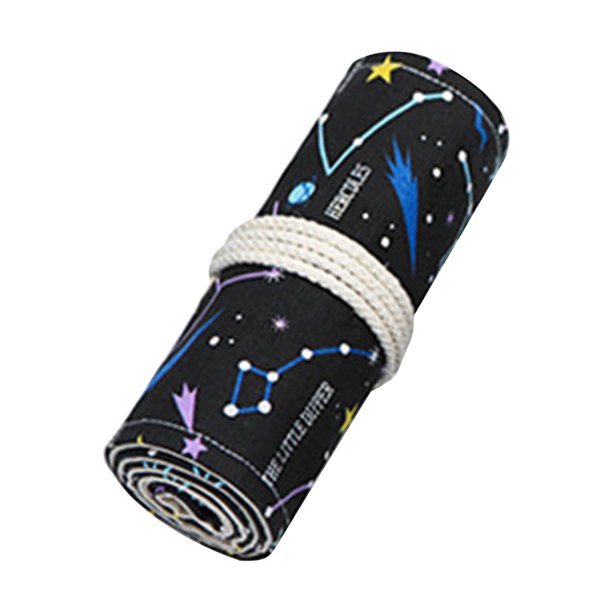 Estuche para lápices Starry Sky C, estuche para lápices de colores con diseño de cielo nocturno, estuche para lápices de lona de gran capacidad para estudiantes, estuche enrollable con 12, 24, 36, 48