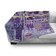 thumbnail image 3 of Winter Soft Flannel Fleece Blanket, Abstract Colored Dreamy Historic Houses Under Snow Christmas Eve Art Print, Cozy Plush for Indoor and Outdoor Use, 50" x 70", Plum Lavender Cream, by Ambesonne, 3 of 6