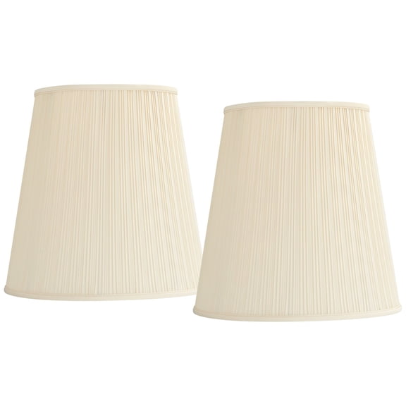Springcrest Set of 2 Pleated Drum Lamp Shades Cream Large 12" Top x 18" Bottom x 18" High Spider with Replacement Harp and Finial