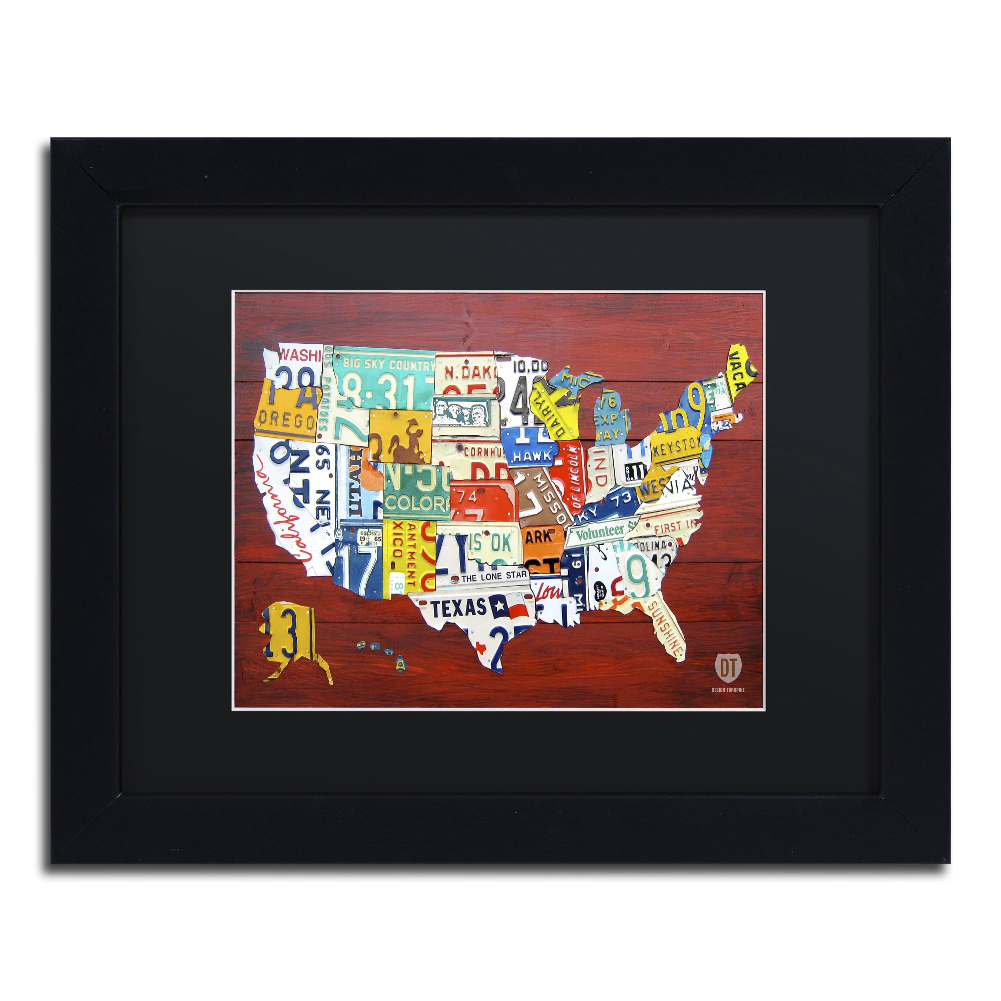 Design Turnpike 'License Plate Map USA' Matted Framed Art