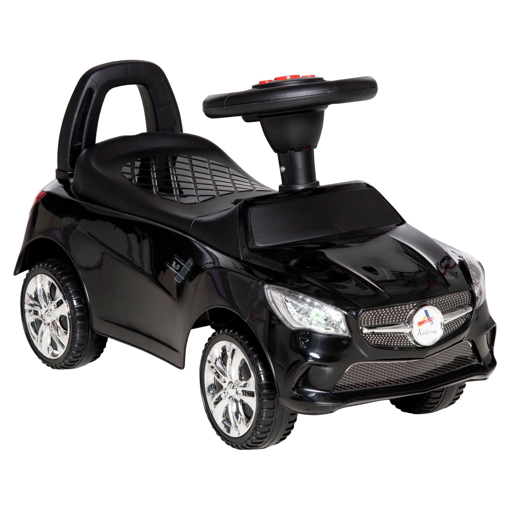 Kids Ride On Push Car - Foot to Floor Walker, Toddler Sliding Toy with Horn & Music - Black, 18-36 Months, PP & Steel