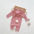 thumbnail image 2 of Mercatoo Baby Boys Girls Easter Long Sleeve Solid Romper Newborn Ribbed Cute Hooded Jumpsuit Infant Bunny Bodysuit Outfits, 2 of 9