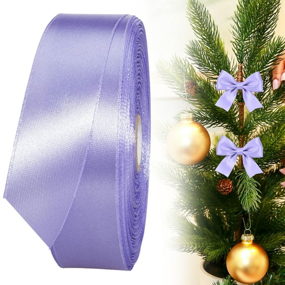 ERTZAE 2.5Cm Solid Satin Craft Ribbon,Christmas Gift Wrapping Ribbon,Floral Bouquet Accent,Wedding Decor Ribbon,Party Invitation Decoration Ribbon,Sewing Fabric,Handmade Bow Supply 24Yard Purple
