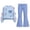 Blue, variant on Asgosdo Fall Two Piece Sets for Girls Bow Long Sleeve Top and Flared Pant Cute Casual Outfits Teen Winter Clothes Size 5-15Y