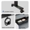 thumbnail image 3 of INNOVAR 55" Adjustable Standing Desk with 2 Storage Drawers, Height Adjust Mobile Stand up and Down Desk,Electric Sit-Stand Large Work Desk with 4 Wheels Rising Computer Table for Office Home,Black, 3 of 13