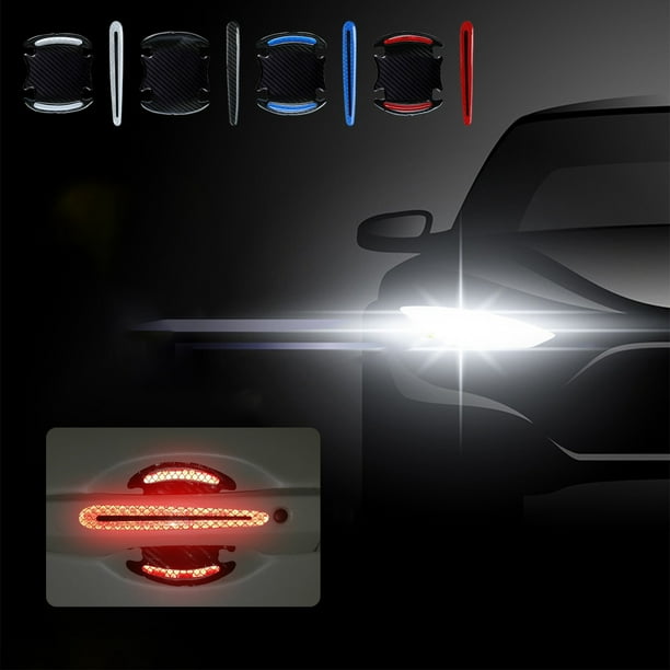 Película de protección para manillas de puerta de coche - Kit de pegatinas reflectantes para protección contra arañazos en 8 piezas • Diseño de fibra de carbono • Ajuste universal para la mayoría de