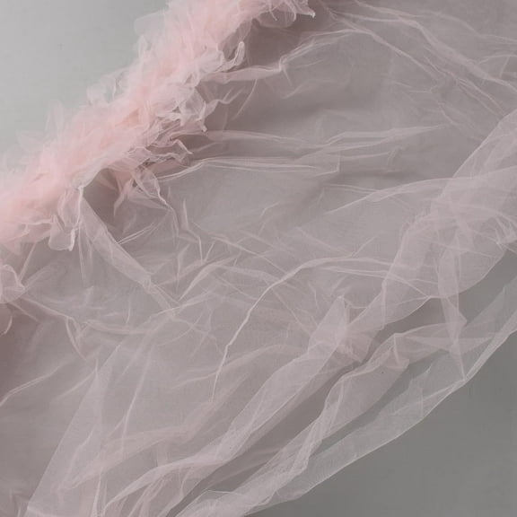 2Pcs Pink Gauze Lace Trim 19.8 inch Wide Organza Mesh Ribbon Fabric Ruffle Organza Edge Trim Gathered Tulle Fabric for Wedding Crafts Decoration 0.82 Yard/pc