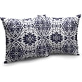 thumbnail image 4 of Navy Floral Throw Pillow Covers Blue and White Porcelain Pillow Covers 18x18 Set of 2 Bohemian Home Decor Pillow Case Chinoiserie Square Linen Pillow Covers for Living Room Couch Patio, 4 of 6