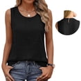 thumbnail image 2 of ZZkhGO Women's Linen Tank Tops Summer Casual Sleeveless Round Neck Loose Basic Solid Lightweight Soft Everyday Tops, Black S, 2 of 5