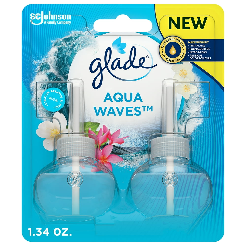 Glade PlugIns Scented Oil Diffuser, Aqua Waves, 2 Refills, 1.34 oz