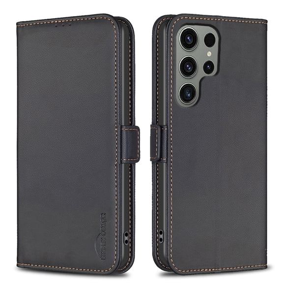 for Samsung Galaxy S25 Ultra Phone Case, [3 Credit Card Slots] Slim Flip Folio Book Shockproof Holder Stand Case, Classic Full Body Protective Women Men for Galaxy S25 Ultra Wallet Cover, Black
