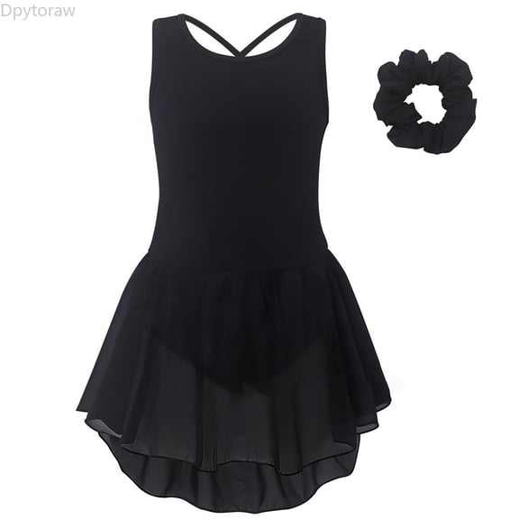 Dpytoraw Girls Ballet Dress Two Piece Sleeveless Back Strap Tutu Skirt With Front Short Back Long Design And Hair Bow Girls Ballet Leotards Size 3-4 Years