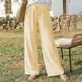 thumbnail image 6 of Women Pants Casual New Women’s Striped Wide Leg Pants Elastic Waist Drawstring Palazzo Pants Loose Beach Vacation Pocket Casual Trousers, 6 of 9