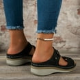 thumbnail image 6 of BYHONG Sandals for Women - Dressy Wedge Slide Sandals with Platform Sole, Comfortable Everyday Wear Black 7, 6 of 6