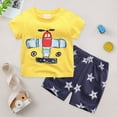 thumbnail image 2 of Gubotare Toddler Boys Pajamas Short Sets Boys Summer Pajamas Short Sleeve Pajamas Shorts Set 2 Piece Summer Kids Pjs Sleepwear Sets 6T 7T (Yellow,6-7 Years), 2 of 8