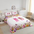 thumbnail image 3 of Erosebridal Letter Initial Comforter Sets Queen Size,Monogrammed Personalized Bedding Queen Comforter Set,Flower Decor,Reversible,Ultra Soft,3-Piece, 3 of 8