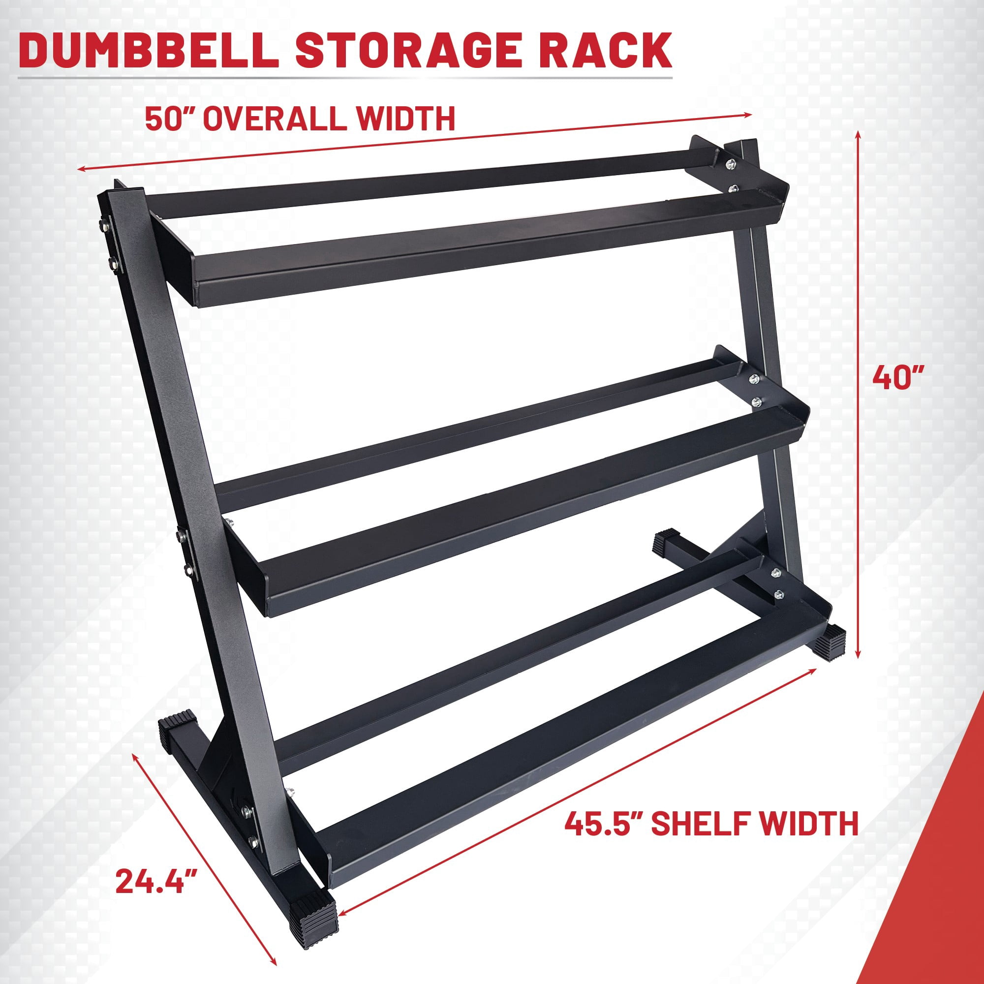 Lifeline Fitness Dumbbell Rack - Three-Tier Weight Storage Organizer for Home Gym - Up to 1000 lbs