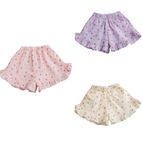 SROBPTY Girls 2-13 Years Print Casual Elastic Waist Shorts with Pockets
