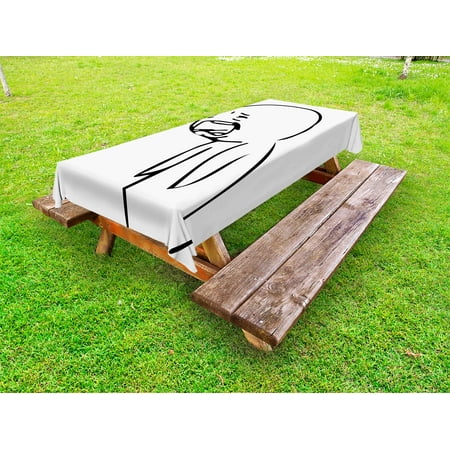 

Humor Outdoor Tablecloth Sad Guy Upset Crying Popular Rage Comic Generator Online Emoji Comedy Print Decorative Washable Fabric Picnic Table Cloth 58 X 84 Inches Black and White by Ambesonne