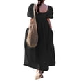 thumbnail image 5 of ZANZEA Women Square Neck Vintage Cuffs Puff Sleeve Elastic Maxi Dress, 5 of 5