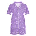 thumbnail image 4 of Pajamas Set for Women Clearance,Plus Size Women's Pajamas Sets,Women Casual Printed Turndown Collar Short Sleeve Blouse Fashion Short Pants Pajamas Suit,Summer Loungewear Set,Womens Fashion Gifts, 4 of 4