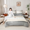 thumbnail image 4 of Castle Fairy Vintage Watercolor Stripes Twin Comforter Sets,Grey Brown Bedding Set, 4 of 8