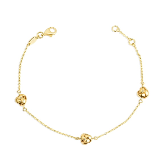 14K Yellow Gold Intertwined Love Knot Bracelet 7"