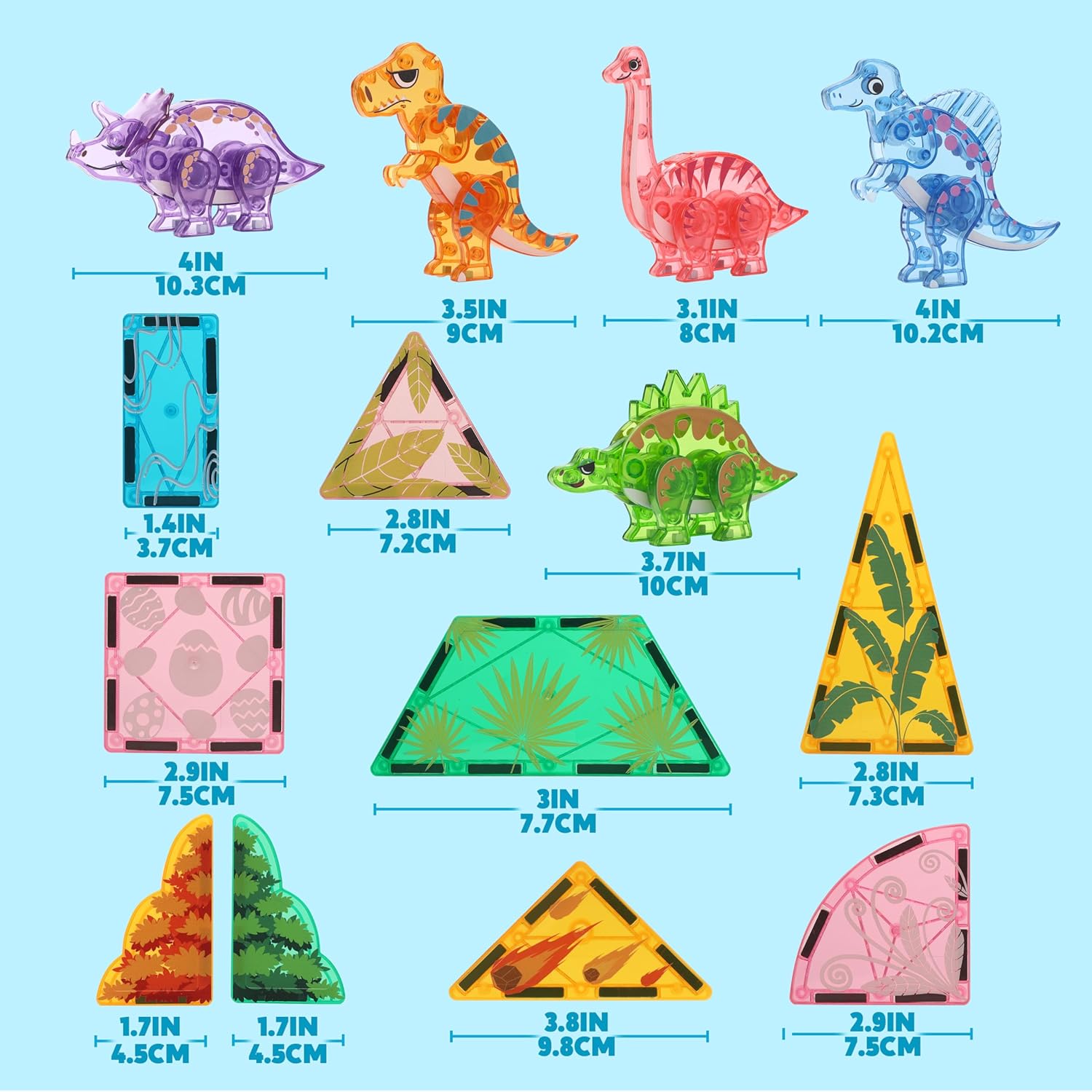 Joyfy 50-Piece Dinosaur Magnetic Building Tiles Set photo 8
