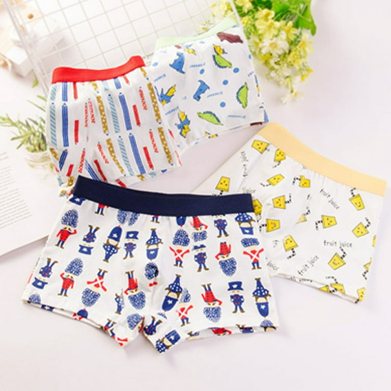 KYAIGUO 4PCS Multipacks Boys Boxer Briefs for 2-12 Years Old Toddler  Printed Cotton Stretch Underwear baby Comfortsoft Waistband kids Cartoon  breathable Shorts 
