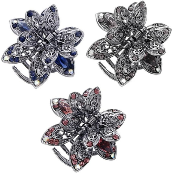 Mini Clips for Hair Vintage Hair Accessories Hair Barrettes for Thick Hair Alloy Claw Clips Clamp Hold for Hair Mini Metal Hair Claw Clips Women Hair Claw Hair Clips Hairpin Grip