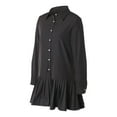 thumbnail image 2 of Qiylii Woman Solid Color Shirt One-piece Dress, Lapel Long Sleeve Pleated Skirt, 2 of 8
