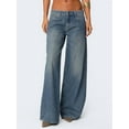thumbnail image 2 of Women'S Wide Leg Boyfriend Denim Pants - Low Rise Baggy Casual Loose Jeans - Y2K E-Girl Style Dark Blue M, 2 of 7