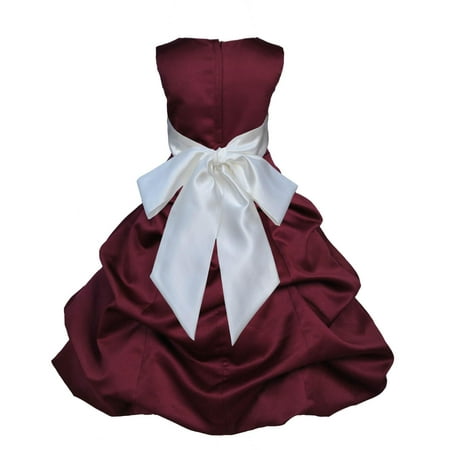 Flower Girl Pickup Ekidsbridal Burgundy Satin Bubble Pickup Christmas Party Bridesmaid Recital Easter Holiday Wedding Pageant Communion Princess Birthday Clothing Baptism 806 Flower Girl Dress ()