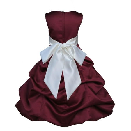 Ekidsbridal Burgundy Satin Bubble Pickup Christmas Party Bridesmaid Recital Easter Holiday Wedding Pageant Communion Princess Birthday Clothing Baptism 806 Flower Girl