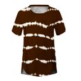 thumbnail image 4 of Chemises à Manches Courtes pour Femmes Mode Tendance Été Col Rond Loisirs Manches Courtes Imprimé Hauts Imitation Coton Hauts d'Été 2023 Hauts Blouses pour Femmes, 4 of 5