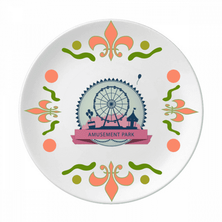 

Amusement Park Black Ferris Wheel Pattern Flower Ceramics Plate Tableware Dinner Dish