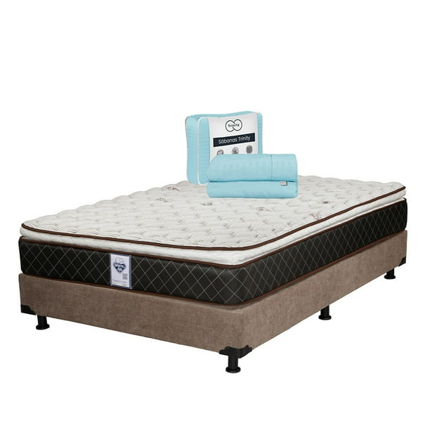 Colchón Queen Size Minesota Spring Air + Box + Juego de Sábanas Trinity