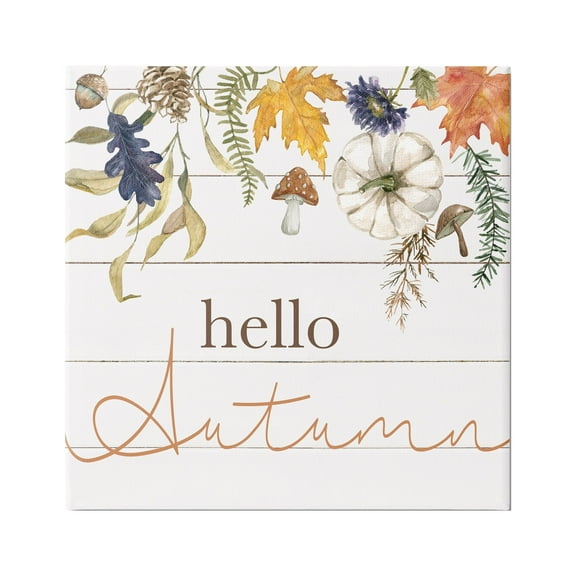 Stupell Industries Hello Autumn Botanicals Botanical & Floral Painting Gallery Wrapped Canvas Art Print Wall Art, 17 x 17