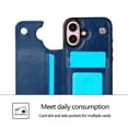 thumbnail image 4 of Wallet Case for iPhone 16 Plus with Card Holder, Back Folio Flip Premium PU Leather Kickstand Card Slots Case, Double Strong Magnetic Clasp Durable Shockproof Phone Case for iPhone 16 Plus,Darkblue, 4 of 11