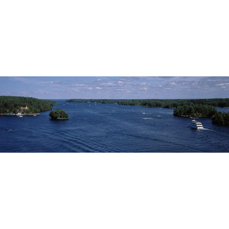 Cruise Boat in a River, St. Lawrence River, Thousand Islands, Ontario, Canada Print Wall Art By Panoramic