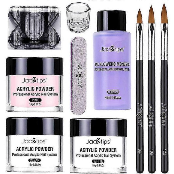 40ml Acrylic Nail Colours With Brush Nails Art Starter Gift Set Manicure Tools