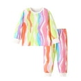 thumbnail image 2 of Toddler Girls Outfit Sets rainbow stripe Print Crew Neck Long Sleeve kids sweatshirts with pants Loose 2PC autumn winter Sportwear, 2 of 7
