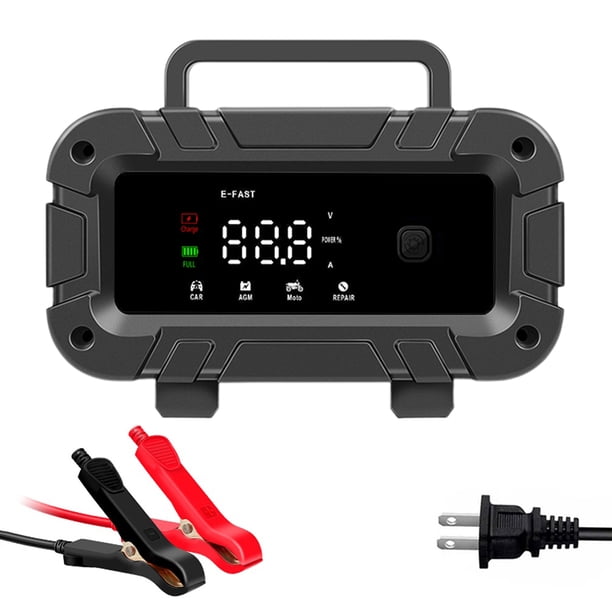 FLhrweasw Cargador Batería Digital 12V 6A Cargador Reparación Automóviles para Motocicleta Automática (EE. UU.)