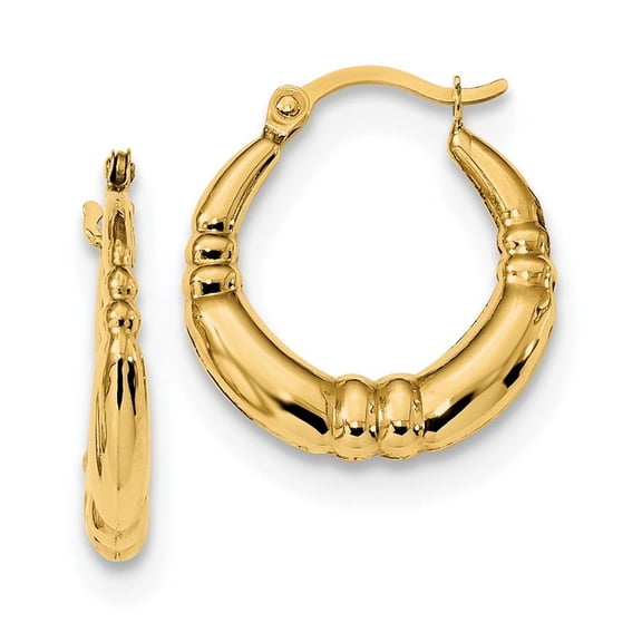 14k Polished Hoop Earrings - .6 Grams - Measures 18.07x16.72mm Wide 2.63mm Thick